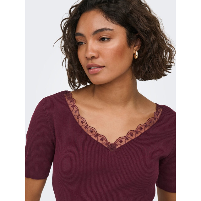 Jacqueline de Yong Jdynanna ss revers lace pullover knt bordeaux 4339.47.0021 large