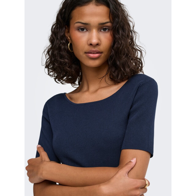 Jacqueline de Yong Jdynanna ss revers lace pullover knt navy 4339.37.0013 large