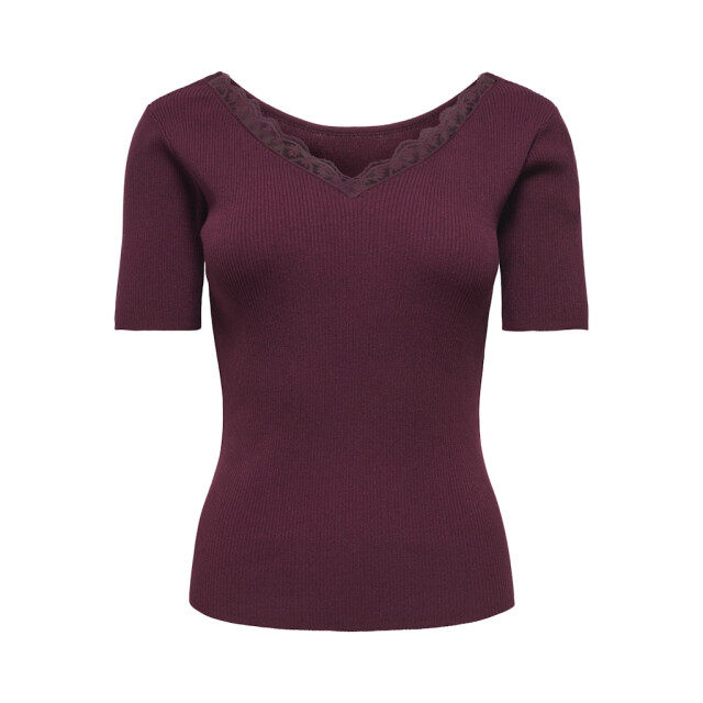 Jacqueline de Yong Jdynanna ss revers lace pullover knt bordeaux 4339.47.0021 large