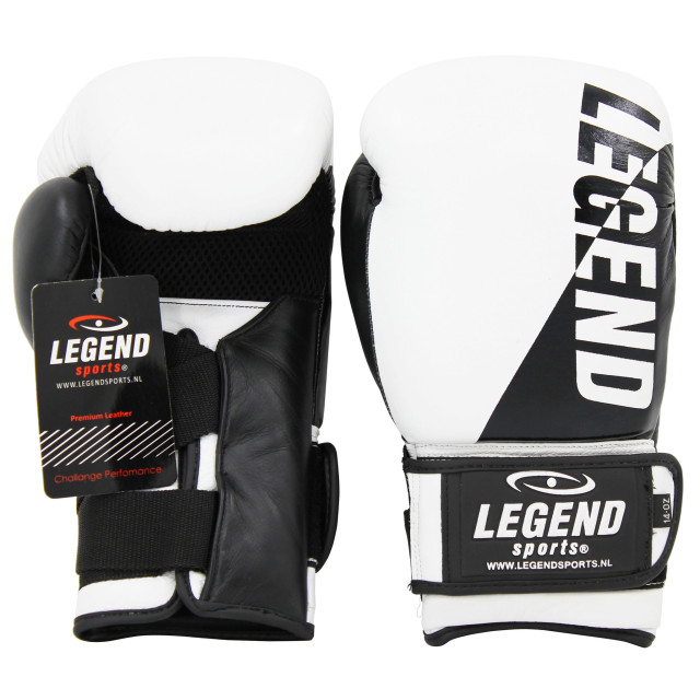 Legend Sports Wrist lock bokshandschoenen heren/dames wit-zwart leer PBG03ZW08 large