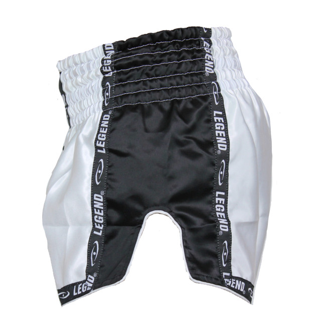 Legend Sports Kickboks broekje kids/volwassenen zwart/wit satijn PSW05WZXL large