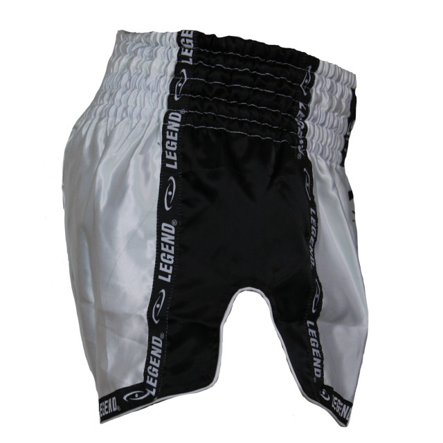 Legend Sports Kickboks broekje kids/volwassenen zwart/wit satijn PSW05WZXL large