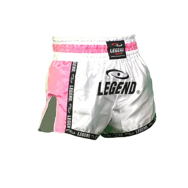 Legend Sports Kickboks broekje meisjes/dames wit-roze satijn PSW05PWS large