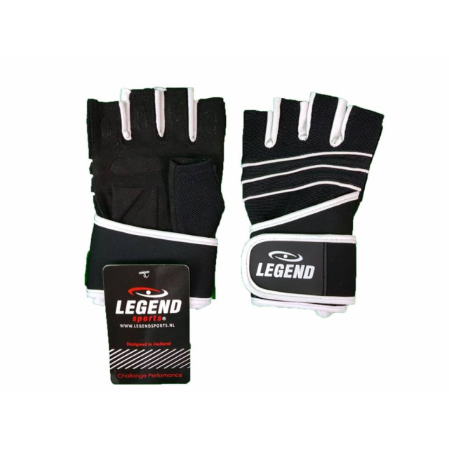 Legend Sports Fitness handschoenen heren/dames zwart legend grip FG01ZW00M large