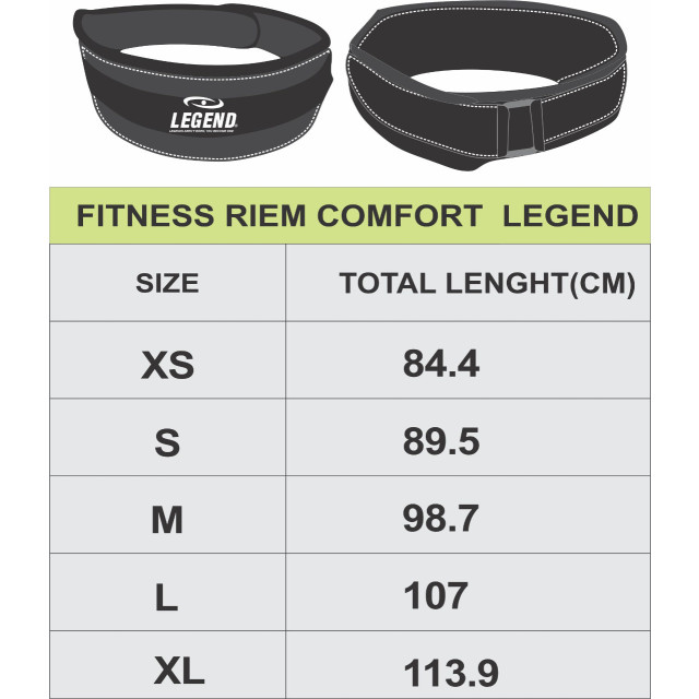 Legend Sports Fitness riem comfort heren/dames nylon FBC03ZWS large