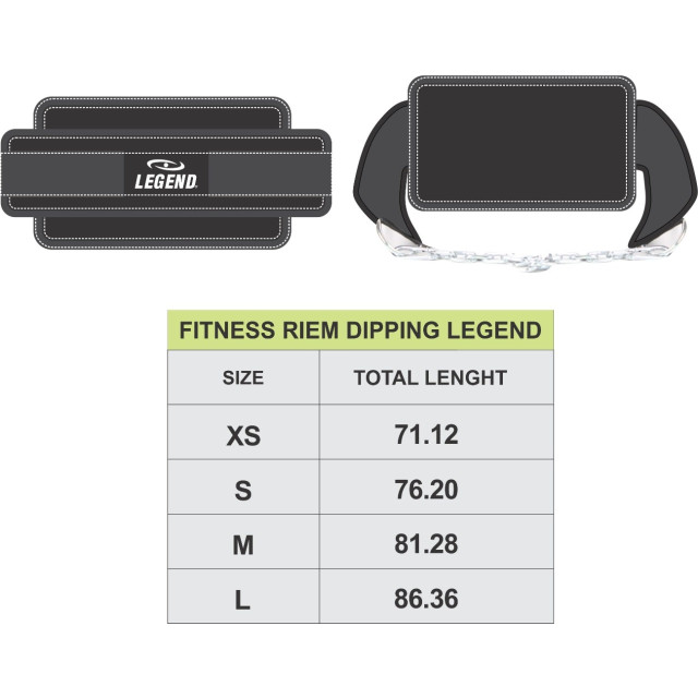 Legend Sports Fitness riem dipping heren/dames katoen FITRIEMDIPZWXS large