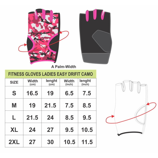 Legend Sports Fitness handschoenen easy dames camo drifit FITGLOVEASYCRZXS large