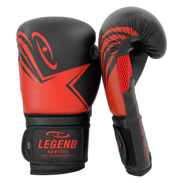 Legend Sports Ecofit bokshandschoenen heren/dames zwart-rood pu TBG08ZW12 large