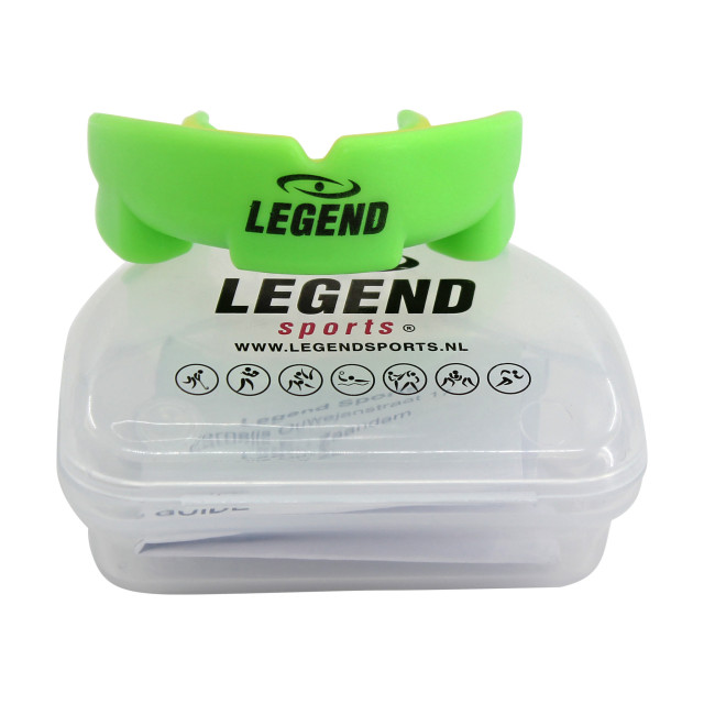 Legend Sports Anti shock gebitsbeschermer heren/dames hoogste kwaliteit triple layer gel technologie geleverd met blister PMG01GRN large