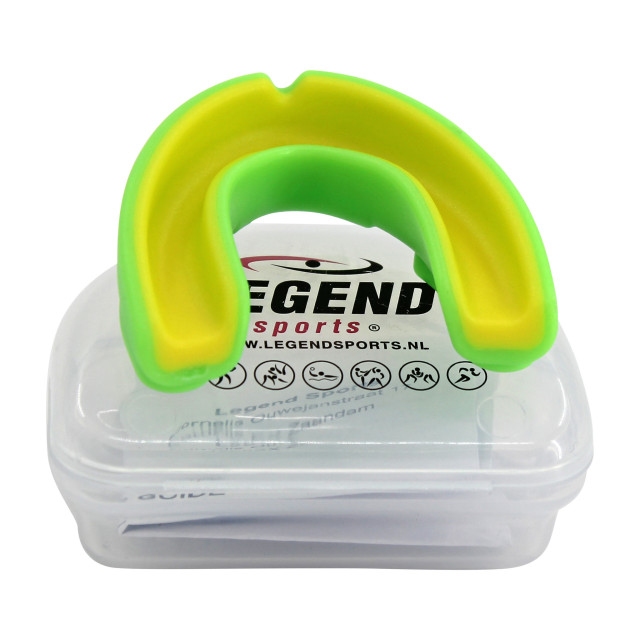 Legend Sports Anti shock gebitsbeschermer heren/dames hoogste kwaliteit triple layer gel technologie geleverd met blister PMG01GRN large