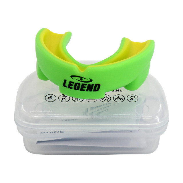 Legend Sports Anti shock gebitsbeschermer heren/dames hoogste kwaliteit triple layer gel technologie geleverd met blister PMG01GRN large