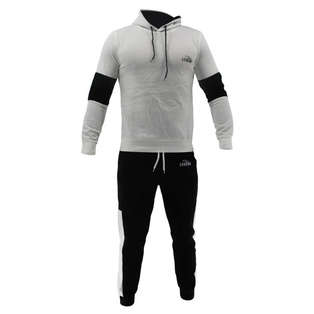 Legend Sports Functioneel joggingpak heren/dames wit & zwart polyester Y4830012WHITEBLACKSUITL large