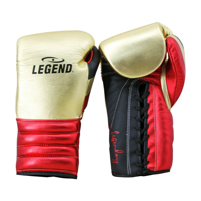 Legend Sports Veter bokshandschoenen limited heren/dames zwart-rood-goud leer PBG05G12OZ large