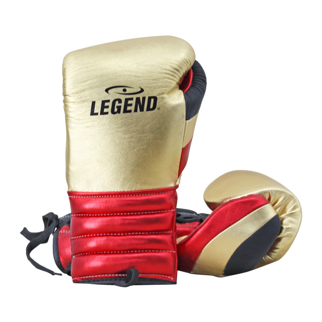 Legend Sports Veter bokshandschoenen limited heren/dames zwart-rood-goud leer PBG05G12OZ large