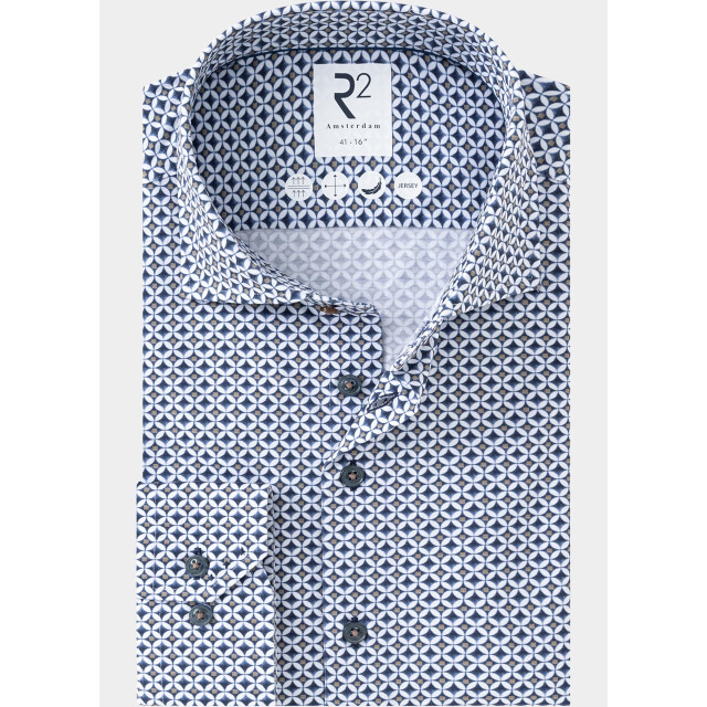 R2 Amsterdam Overhemd extra lange mouw printed single jersey shirt 134.wsp.xls.008/010 211365 large