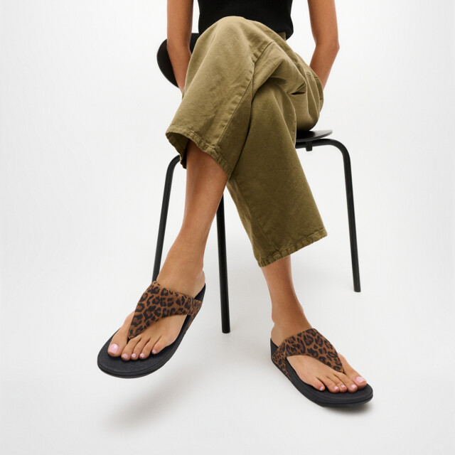 FitFlop Lulu suede leopard toe-post sandals ADP large