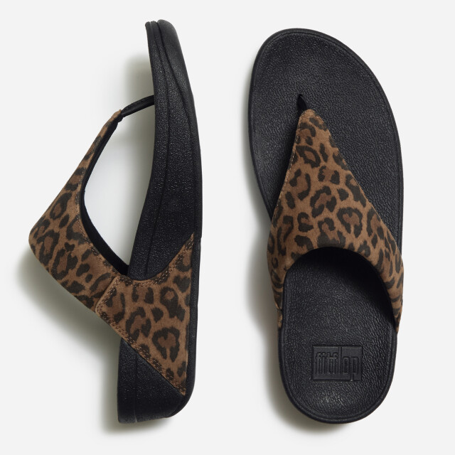 FitFlop Lulu suede leopard toe-post sandals ADP large