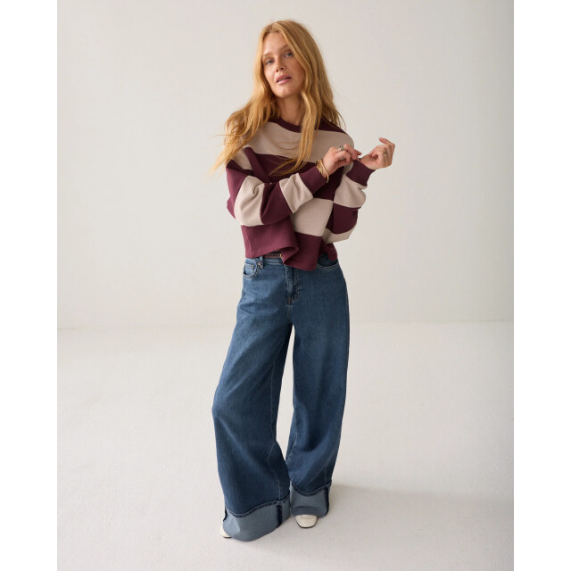 Summum 3s5336-30805 335 big stripe boxy sweatshirt dark burgundy 3s5336-30805 335 large
