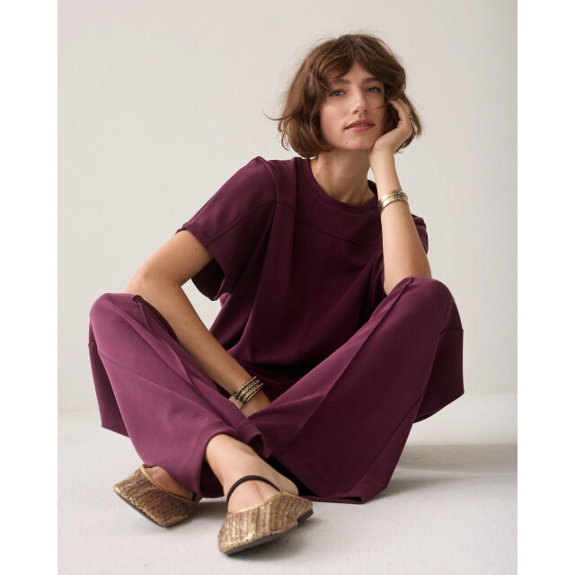 Summum 4s3019-30606 335 wide leg pant soft scuba dark burgundy 4s3019-30606 335 large