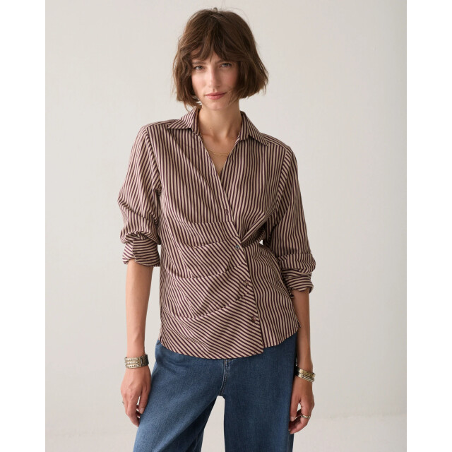 Summum 2s3532-12491 335 blouse two tone stripe small dark burgundy 2s3532-12491 335 large
