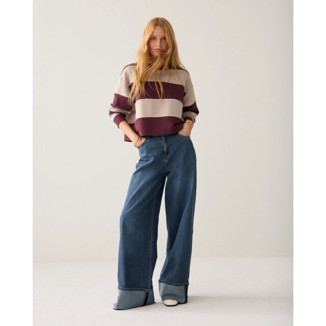 Summum 3s5336-30805 335 big stripe boxy sweatshirt dark burgundy 3s5336-30805 335 large