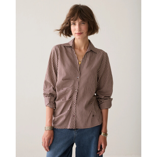 Summum 2s3532-12491 335 blouse two tone stripe small dark burgundy 2s3532-12491 335 large