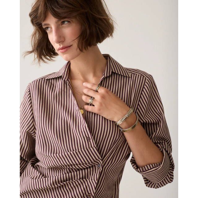 Summum 2s3532-12491 335 blouse two tone stripe small dark burgundy 2s3532-12491 335 large