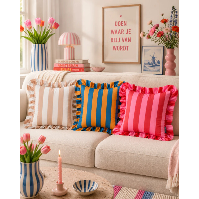 NOVÉE Sierkussen ruffles stripe / | 45x45 cm | katoen/polyester 3683056 large
