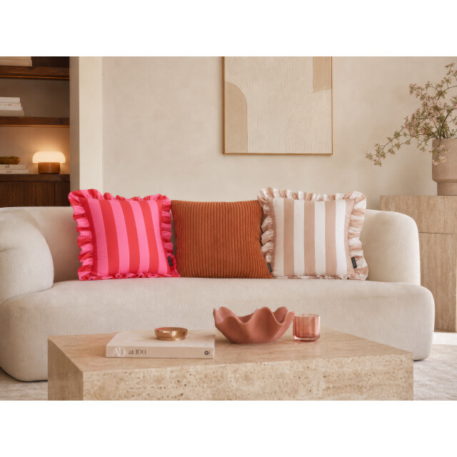 NOVÉE Ruffles stripe beige/creme kussenhoes | 45x45 cm | katoen/polyester 3683063 large