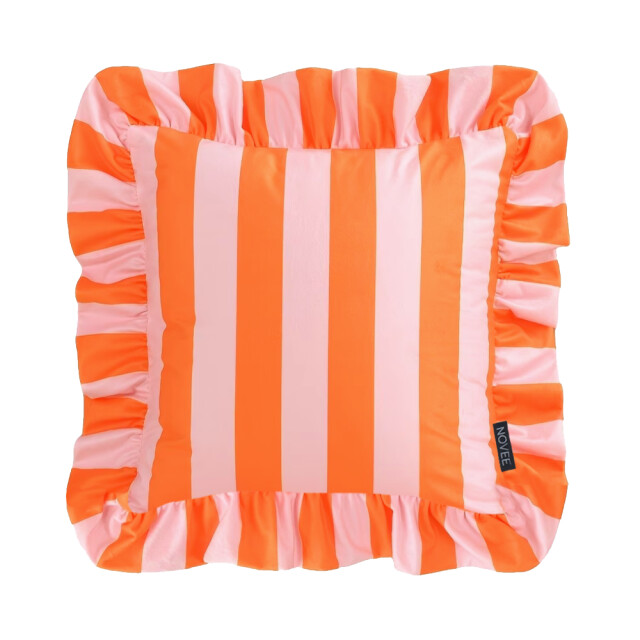 NOVÉE Ruffles stripe oranje/roze kussenhoes | 45x45 cm | katoen/polyester 3683065 large