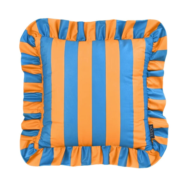 NOVÉE Sierkussen ruffles stripe blauw/oranje | 45x45 cm | katoen/polyester 3683058 large