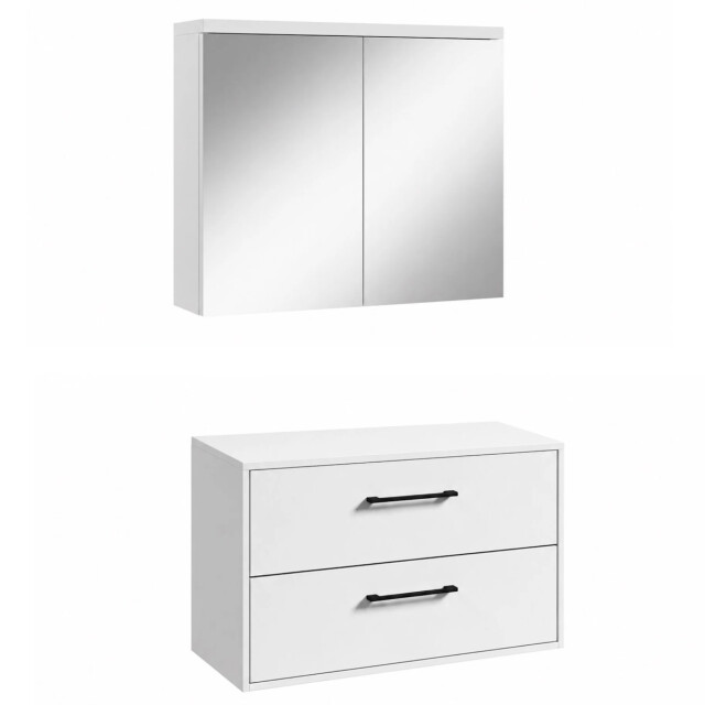 Badplaats Wastafelkast florence 80 x 46 cm hoogglans met spiegelkast 3684359 large