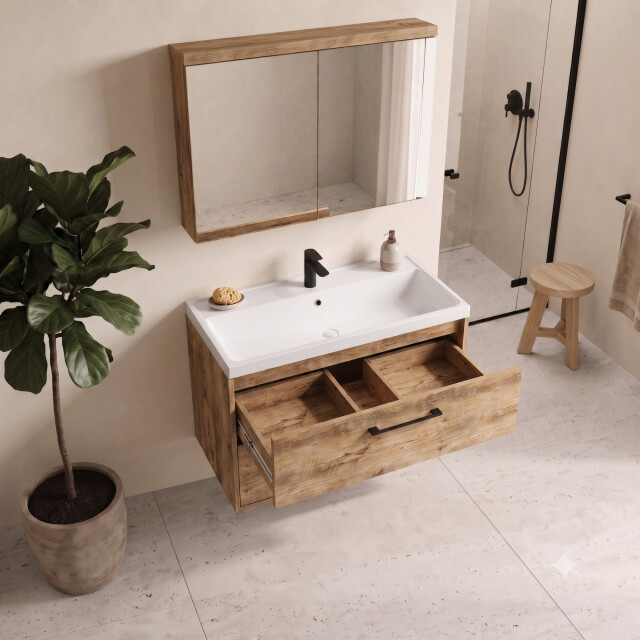 Badplaats Badkamermeubel florence 80 x 40 cm kastanje badmeubel met 3684363 large