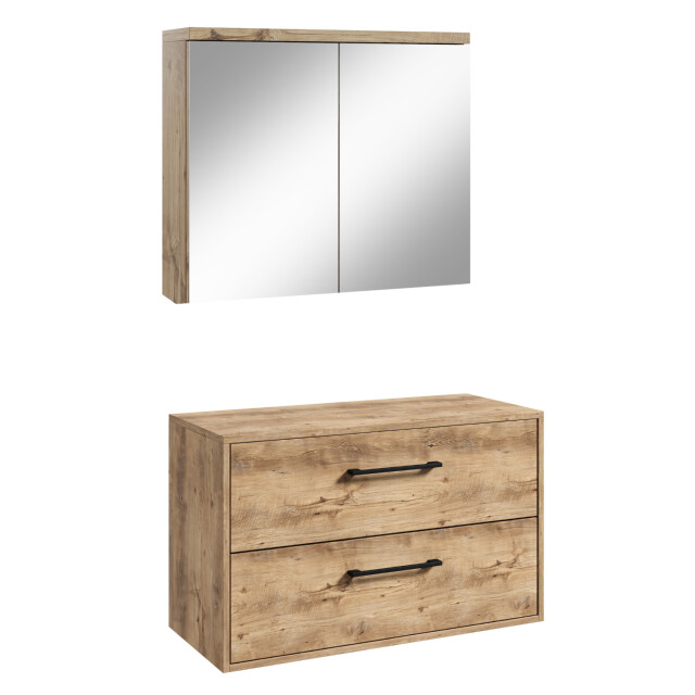 Badplaats Wastafelkast florence 80 x 46 cm kastanje met spiegelkast 3684357 large