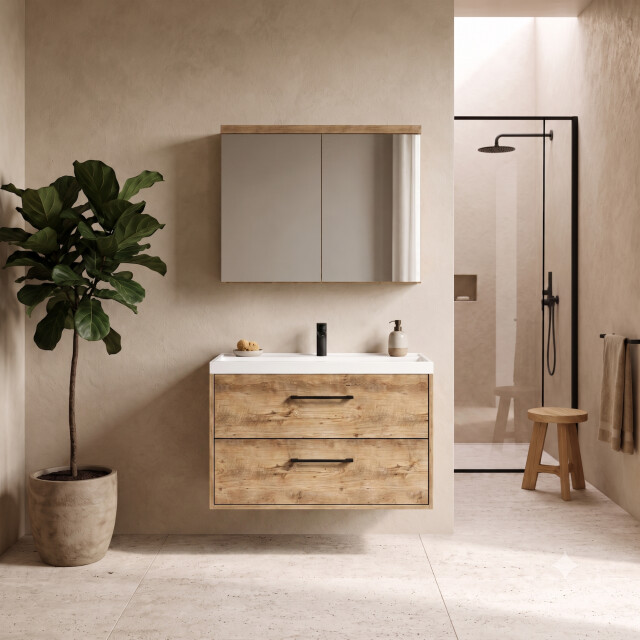Badplaats Badkamermeubel florence 80 x 40 cm kastanje badmeubel met 3684363 large