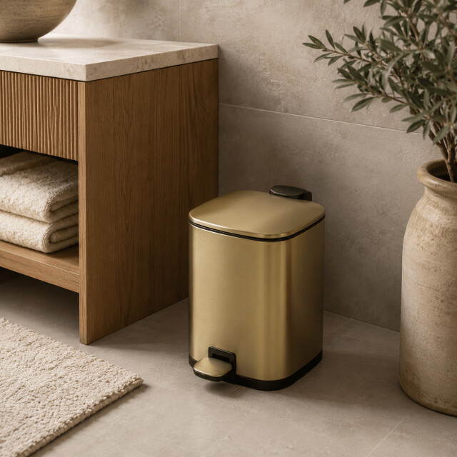 Casa di Elturo Pedaalemmer glam – 3 liter – mat goud – softclose – h24 cm – badkamer prullenbak 1985395 large