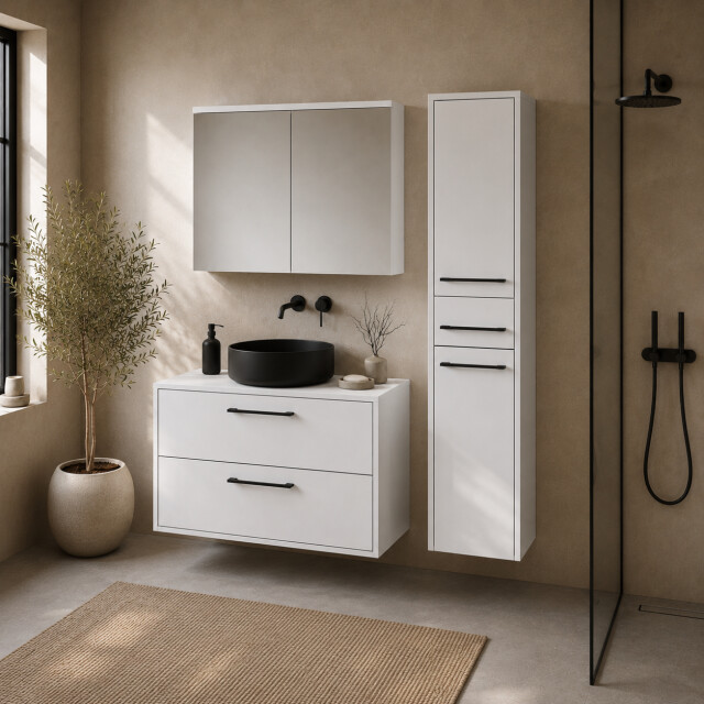 Badplaats Wastafelkast set florence 80 x 46 cm hoogglans met spiegelkast 3684356 large