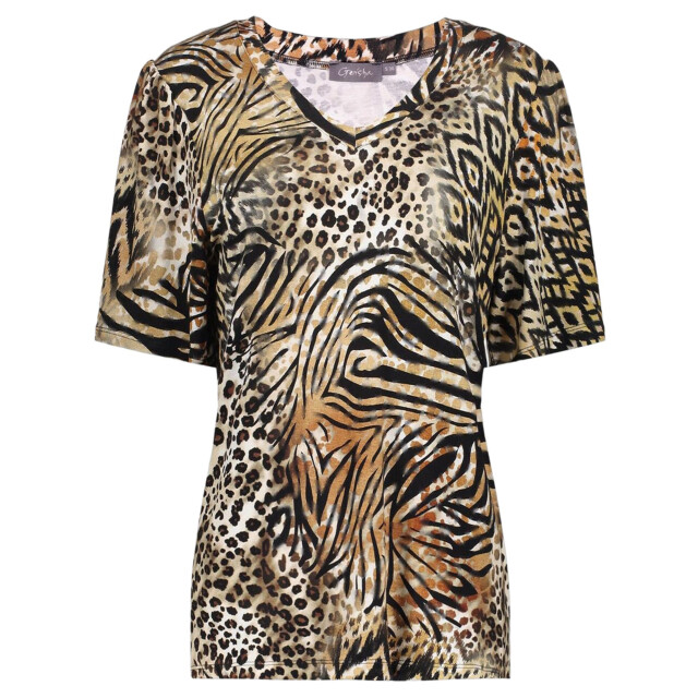 Geisha t-shirt v-neck jersey 52445-60 jazz 775 pr.06-25-2 brown/black 06011.840.0077 large