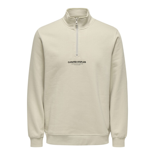 Only & Sons Onscurated reg half zip sweat beige 5209.05.0044 large