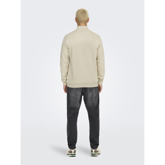 Only & Sons Onscurated reg half zip sweat beige 5209.05.0044 large