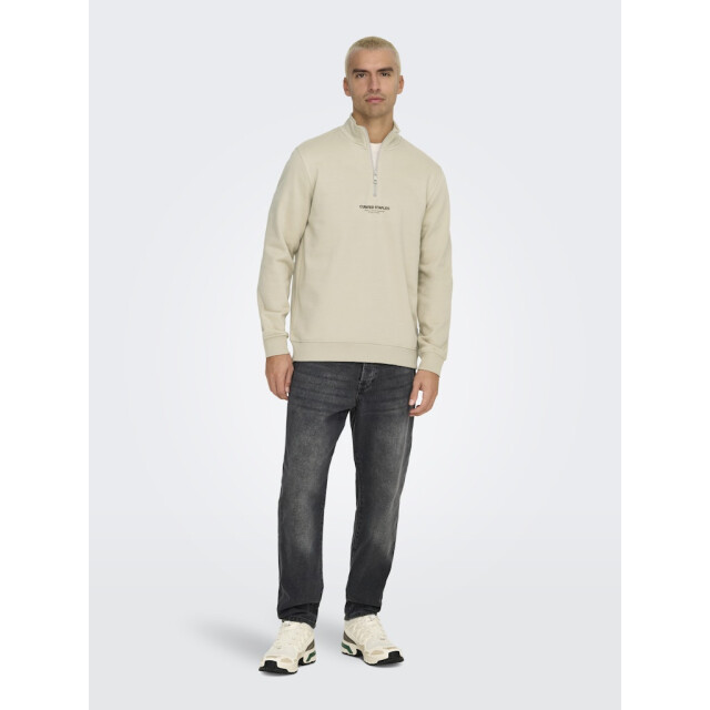Only & Sons Onscurated reg half zip sweat beige 5209.05.0044 large
