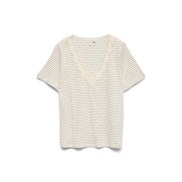 Vero Moda Vmkaroline ss v-neck top jrs btq ecru dessin 4339.08.0055 large