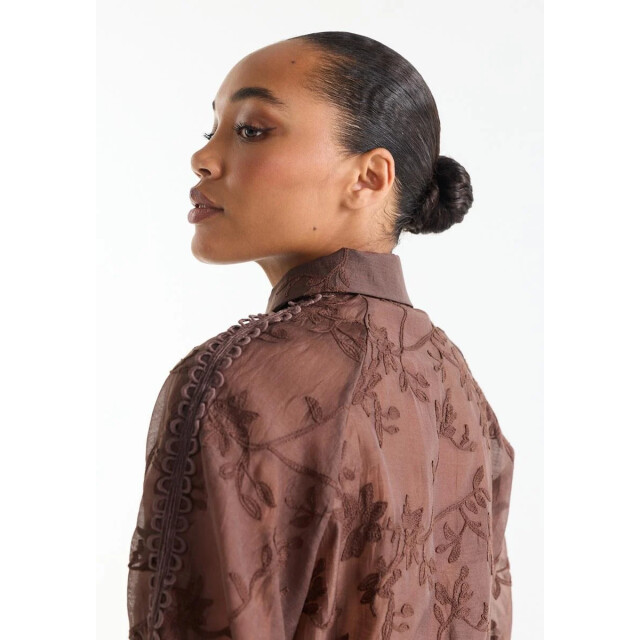 Jansen Amsterdam Bisa te701 blouse embr. dark brown TE701 large