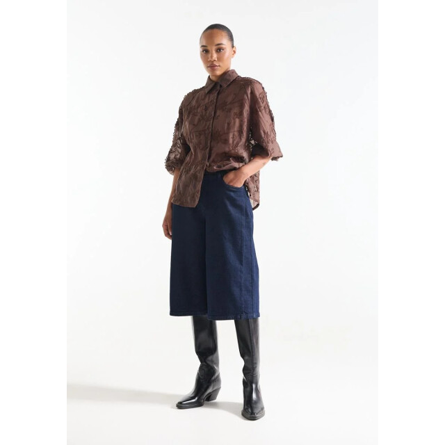 Jansen Amsterdam Bisa te701 blouse embr. dark brown TE701 large