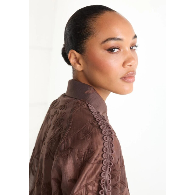 Jansen Amsterdam Bisa te701 blouse embr. dark brown TE701 large