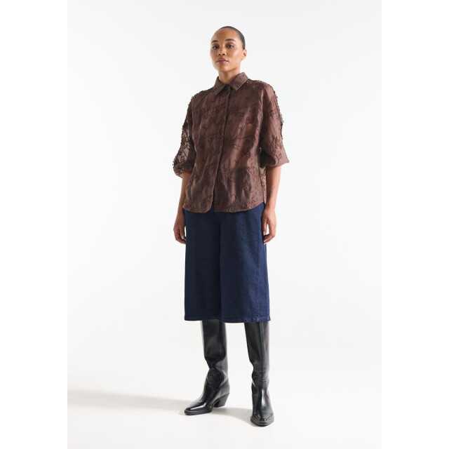 Jansen Amsterdam Bisa te701 blouse embr. dark brown TE701 large