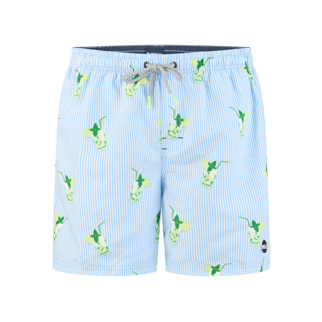 Happy Shorts Heren zwemshort mojito print/lichtblauw gestreept HS-SW-1304 large