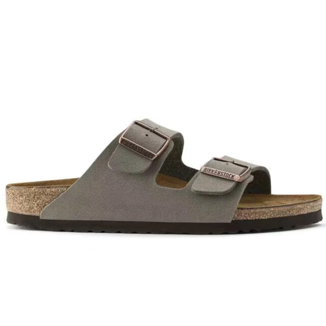 Birkenstock Arizona birko-flor nubuck stone smal voetbed unisex slipper 151213 large