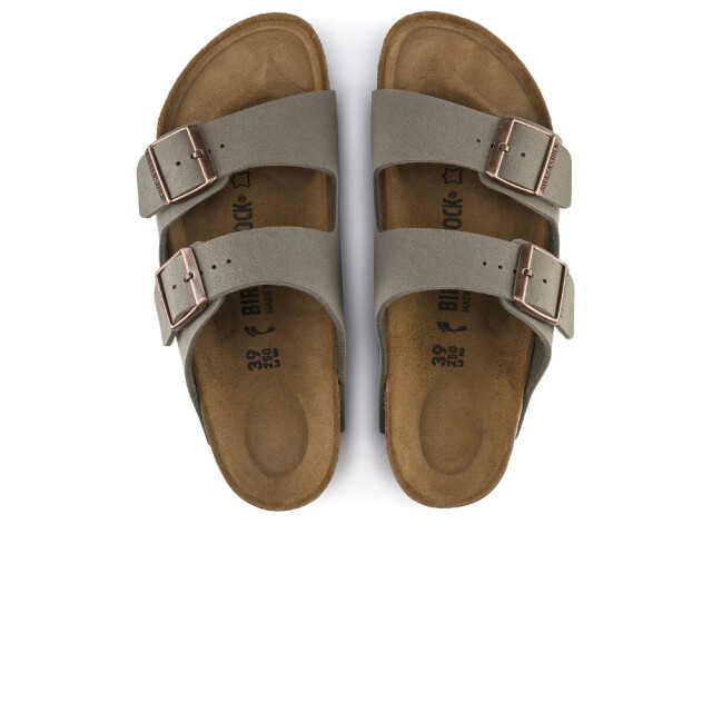 Birkenstock Arizona birko-flor nubuck stone smal voetbed unisex slipper 151213 large
