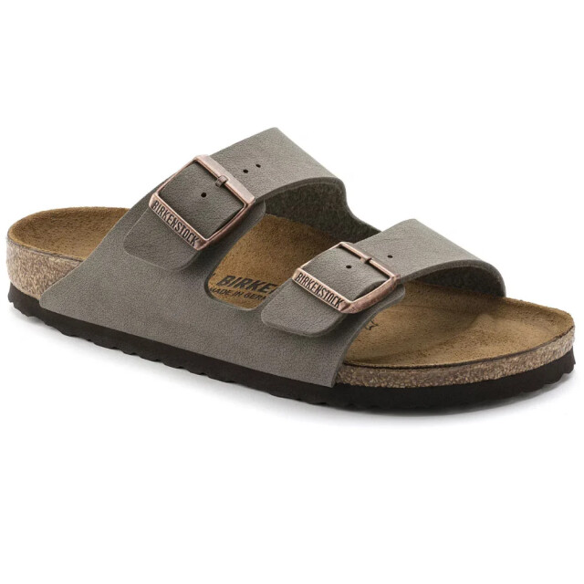 Birkenstock Arizona birko-flor nubuck stone smal voetbed unisex slipper 151213 large
